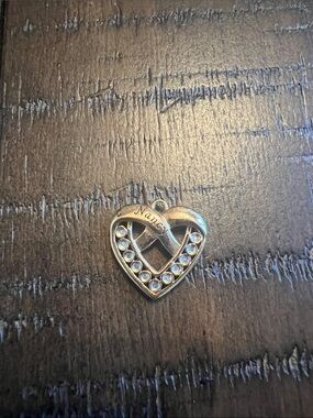 Gold Heart Name Pendant Necklace Charm with Crystals
